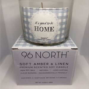 Soft Amber & Linen Soy Candle - Light Blue